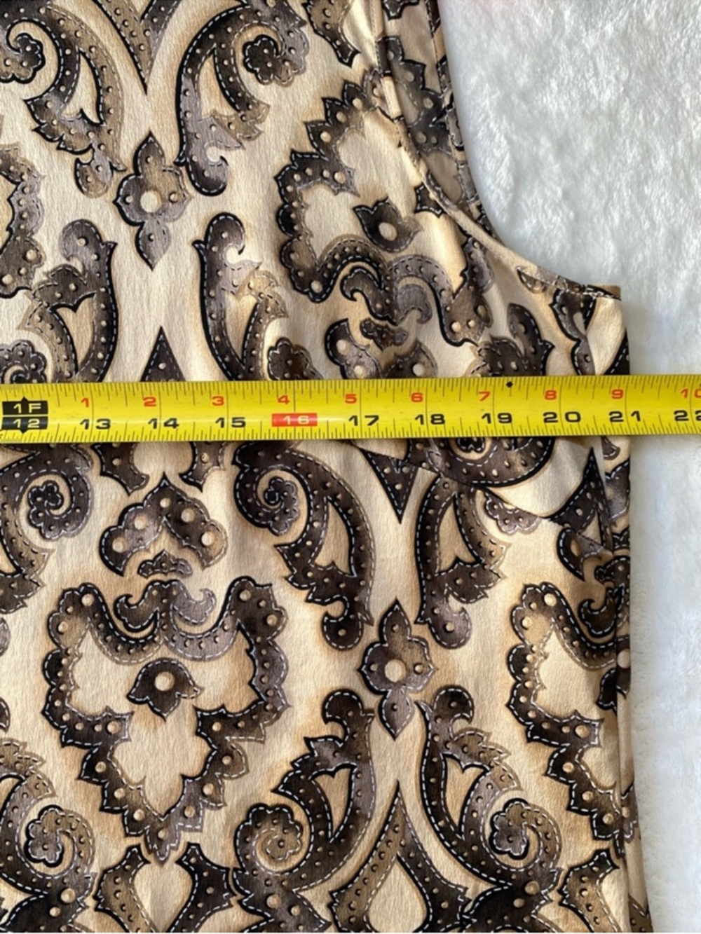 Vintage ESCADA Baroque Print Tank Top Neutral Brown Sz 44 (US 14) 100% Silk Y2K - Picture 5 of 10